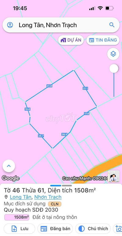 CHÍNH CHỦ BÁN ĐÂT TRUNG TÂM LONG TÂN, NHƠN TRẠCH