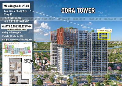 3.25 TỶ- CĂN GÓC 2PN RẺ NHẤT- CORA TOWER HOÀ XUÂN- HỖ TRỢ VAY MIỄN LÃI