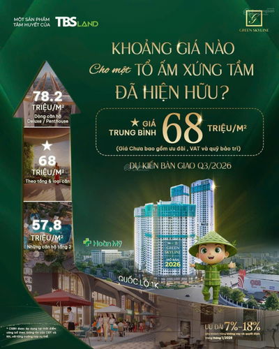 CĂN HỘ 2PN CHỈ 370TR KÝ NGAY HĐMB - MỞ BÁN DỰ ÁN GREEN SKYLINE NGAY MẶT TIỀN ĐƯỜNG QL1K TP HCM