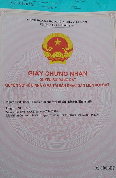 Bán đất Vĩnh Lộc A, huyện Bình Chánh