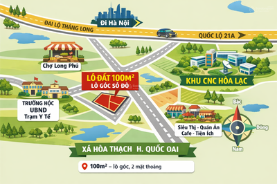 Bán đất Hòa Thạch  Quốc Oai 100m² lô góc, sổ đỏ