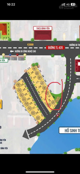 Chủ cần tiền bán mảnh đất 77,5m2 - trung tâm xã Bình yên - view thoảng