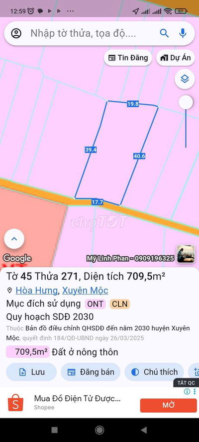 Chủ gửi nhiều lô đất cần bán .trong huyện xuyên mộc brvt giá rẻ.dep.