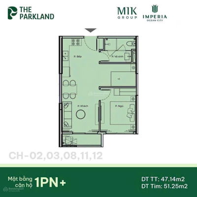 DUY NHẤT CĂN 1N+ GIÁ TỐT tại The Parkland- MIK Ocean City