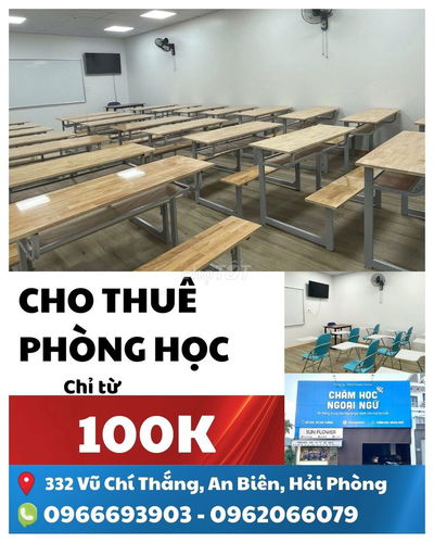 CHO THUÊ PHÒNG HỌC TẠI 332 VŨ CHÍ THẮNG (ĐỒNG BÚN) HẢI PHÒNG
