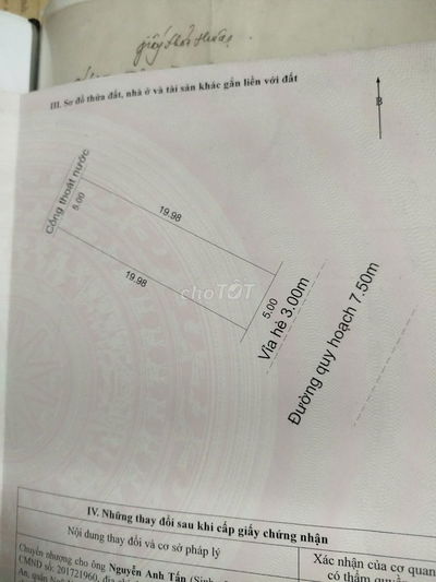 Bán đất Thanh Lương 8 đường 7,5m. Đông Nam. Không dính cống, trụ diện.