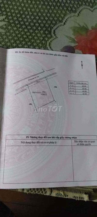 đất 1,200 m2 thổ cư 200m2 , mặt đường liên xã cách uỷ ban huyện 1km