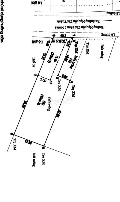 Đất 7,20 x 40 (nở hậu: 12,28m - CN: 431,8m2) Mặt tiền Nguyễn Thị Sáng