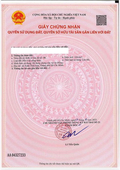 đất SHR 100m. thô cư.  dân cư phép 3 tấm