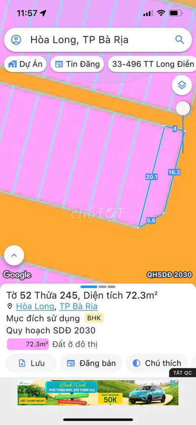 Bán Lô Góc 2 mặt tiền Lan Anh 2 Hoà Long Bà Rịa gần KCN  Sonadezi .