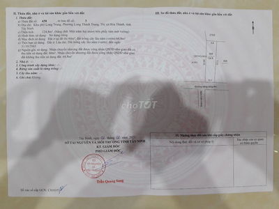 Bán đất thổ cư nở hậu 124,8m², hẻm xe hơi tại Long Trung, Hòa Thành