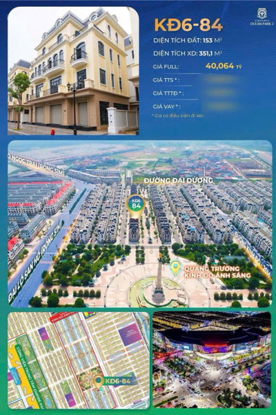 Chính Chủ Cần Tiền Bán Cắt Lỗ 30 Tỷ - Song Lập Kinh Đô Ánh Sáng -2 Mặt Tiền - View Quảng Trường