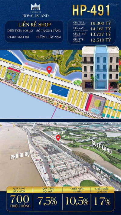 HP-491 SHOP 2 MẶT TIỀN TRỤC CHÍNH 51M CƠ HỘI HIẾM