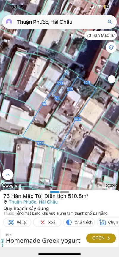 Chính chủ bán nhà Villa 2 tầng dt 508m2 MT Hàn Mặc Tử gần Đống Đa, 3/2