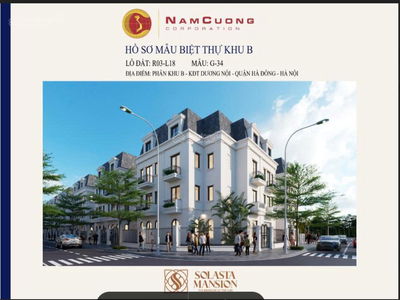 Bán gấp biệt thự LÔ GÓC, hướng ĐÔNG NAM tại Solasta Mansion, 188m2, 6PN, 5WC, CHỈ 239TR/M2