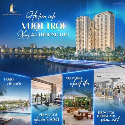 Căn góc VIP 2 view hồ, pháo hoa B16-09 Lakeside Garden c.khấu tới 7% - 2N2W- 76,8m2 - cạnh hồ 24Ha