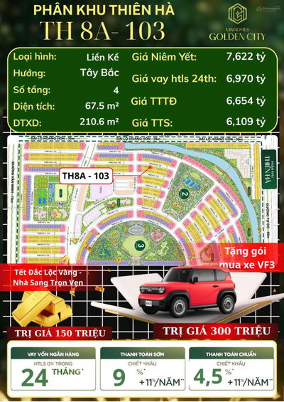 CẦN BÁN TH-8A 103-XâY 4 tầng- MUA NHÀ TẠI VIN DƯƠNG KINH TẶNG XE Ô TÔ-TẶNG VÀNG 9999-ân hạn LS 0%