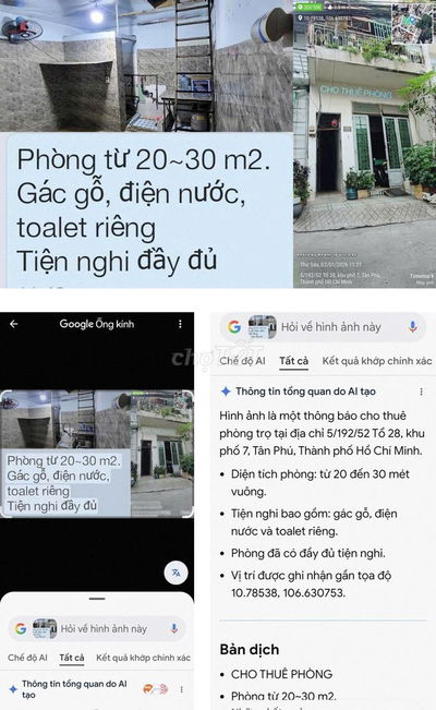 phòng trọ lối đi riêng.