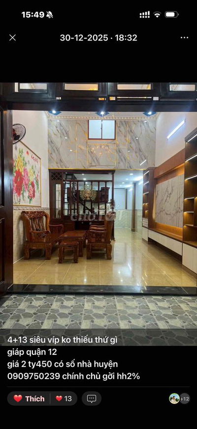 nhà gác lửng 2 pn +2 tolet 1 xẹt đường ttt17 gần sân banh cây sung