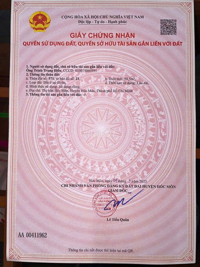 Đất thổ cư KDC HXH 7m kp1, thị trấn Hóc Môn