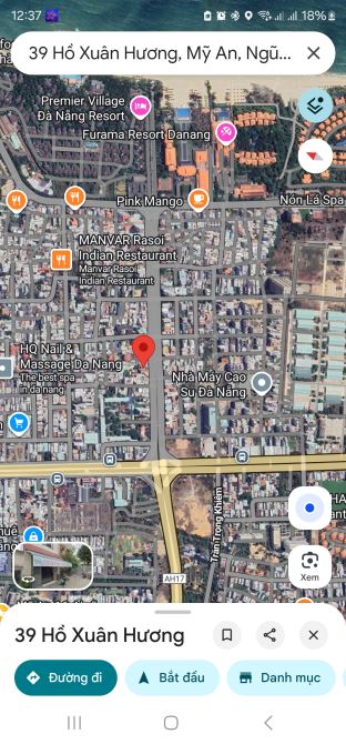 Bán đất xây khách sạn 265m2 đường Hồ Xuân Hương gần biển Mỹ Khê