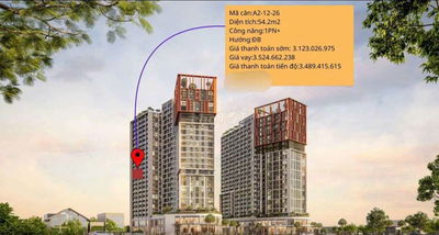 CORA TOWER – Căn 1PN+ diện tích 54m², giá chỉ 3tỷ123 , hỗ trợ vay 70%