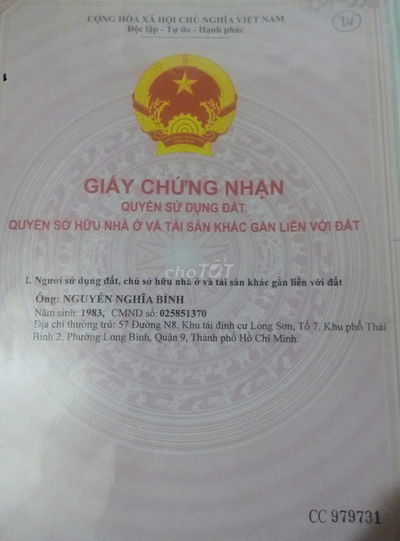 Bán đất 65m2 đường lò lu, quận 9