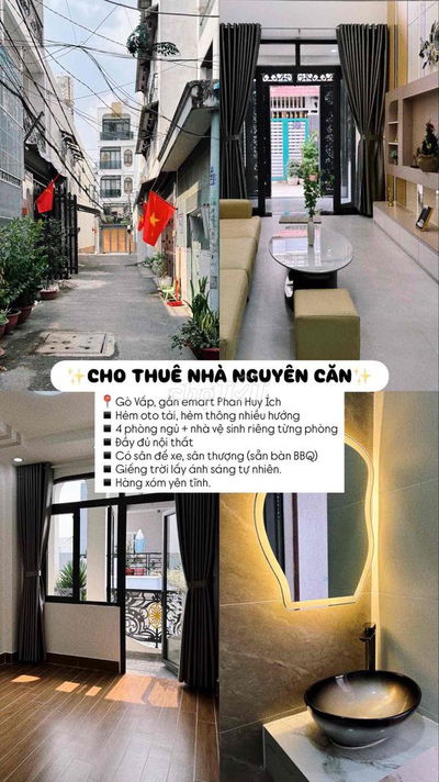 NHÀ THUÊ NGUYÊN CĂN 4PN - WC TRONG PHÒNG - HẺM OTO