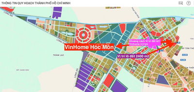 Ngay Vinhome Hóc môn Đất 2 mặt tiền 1.368m, FULL Thổ MT Dương Công Khi