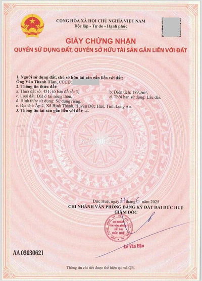 Sổ đứng tên chính chủ), thổ full 189m2 (15Otr sang sổ)
