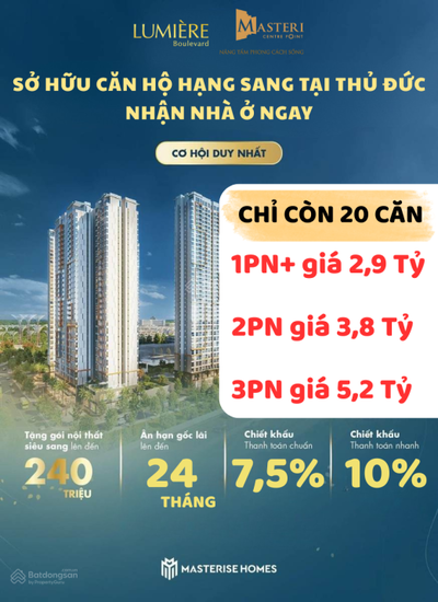 NGỘP NGÂN HÀNG GIẢM NGAY 900 TRIỆU!!! THANH LÝ CĂN 2PN 78m2 MCP chỉ 3,8 Tỷ từ CĐT Masterise Homes