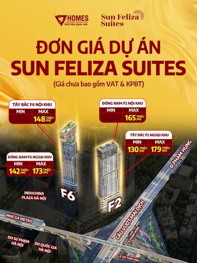 CHÍNH THỨC MỞ BÁN sớm căn hộ hạng sang chuẩn 6* - Sun Feliza Cầu Giấy - FULL CHIẾT KHẤU