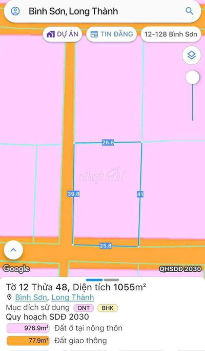 1055M2 ĐẤT THỔ CƯ BÌNH SƠN - 2 MẶT TIỀN NHỰA !