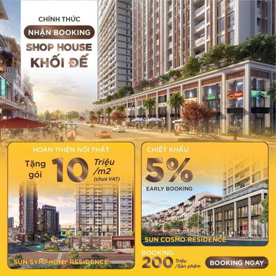 Booking shophouse khối đế Sun Cosmo - Ponte - Symphony | đón đầu làn sóng đầu tư mới