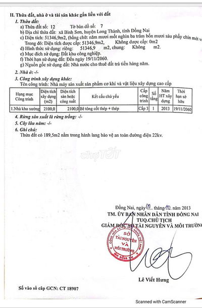 Bán đất  xưởng 51.000m²  bán  (150/usd/m) khu công nghiệp Long Thành