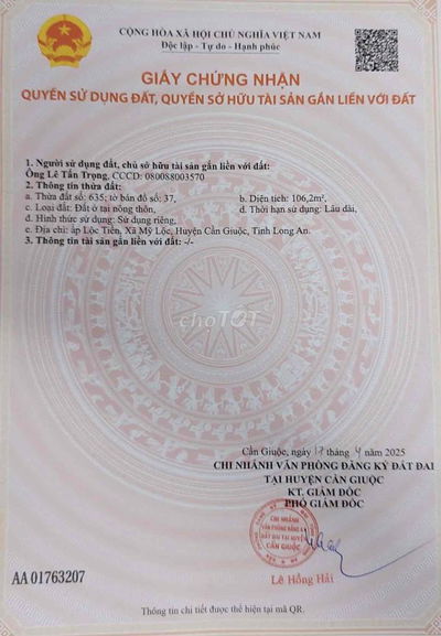 chính chủ cần sang nhượng lại lô đất thổ cư, xe oto chạy tới đất