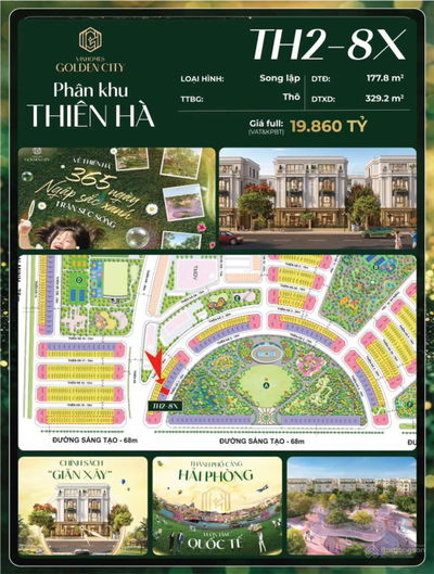 BIỆT THỰ SONG LẬP THIÊN HÀ VINHOMES GOLDEN CITY, VIEW CÔNG VIÊN TRUNG TÂM VÀ BỂ BƠI PHA LÊ ĐẲNG CẤP