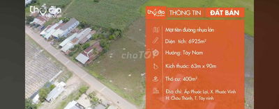 Đất lớn 6925m2 có thổ cư Đường 788 - Châu Thành - Tây Ninh