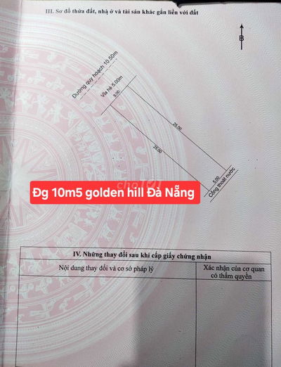golden hill Đà Nẵng đường 10m5 dt 125m2 ,ko cống ko trụ chỉ 3,599 tỷ