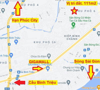 111 m2, Đường 48 Hiệp Bình Chánh. Đường 7m. Gần Gigamall. 62.6 tr/m2