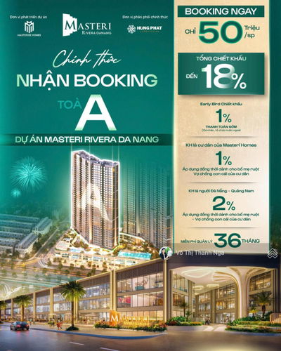 Tháp A - Masteri Rivera Danang chính thức mở booking - xem pháo hoa ngay tại ban công nhà mình