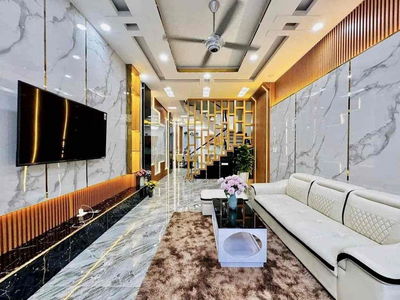 Nhà Mới Xây DT 220m2 1Trệt 3Lầu 4Pn 5Wc Hẻm Xe Tải Ôtô Đậu Cửa