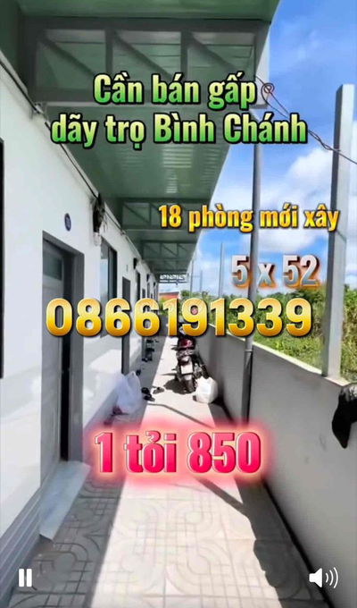 BÁN DÃY TRỌ 18 PHÒNG - THU NHẬP 300Tr/NĂM, SỔ HỒNG RIÊNG - 1,85 TỶ