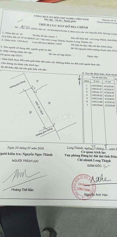 bán đất trung tâm thi trấn Long Thành