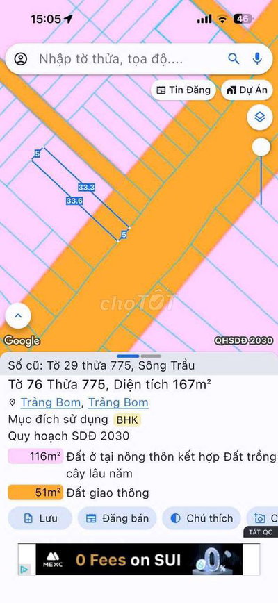 chính chủ cần bán lô đất mặt tiền Nguyễn Hoàng..5 x  33 . sổ riêng