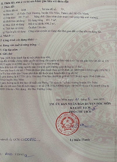 Đất thổ cư 700m2 hẻm xe tải Dương Công Khi