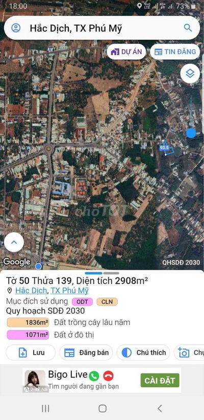 Cần bán đất ngay gần vòng xoay trung tâm hắc dịch,dt:2908m2 giá 8.5ty