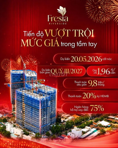 Căn hộ Fresia Riverside, Giá chỉ từ 1,96 tỷ/căn, quý 4/2027 nhận nhà