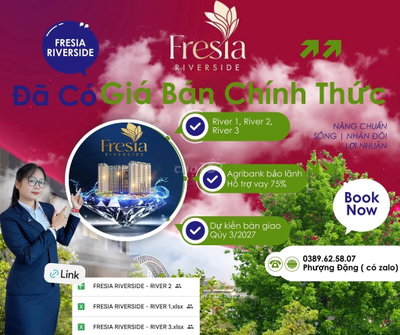 Căn hộ Fresia Riverside chỉ 1,96 tỷ TT. Biên Hòa gần Aeon Mall, Metro