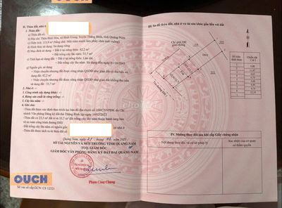 Đất sổ đỏ 116 m2  - Mặt Tiền Đường nhựa liên xã Bình Giang